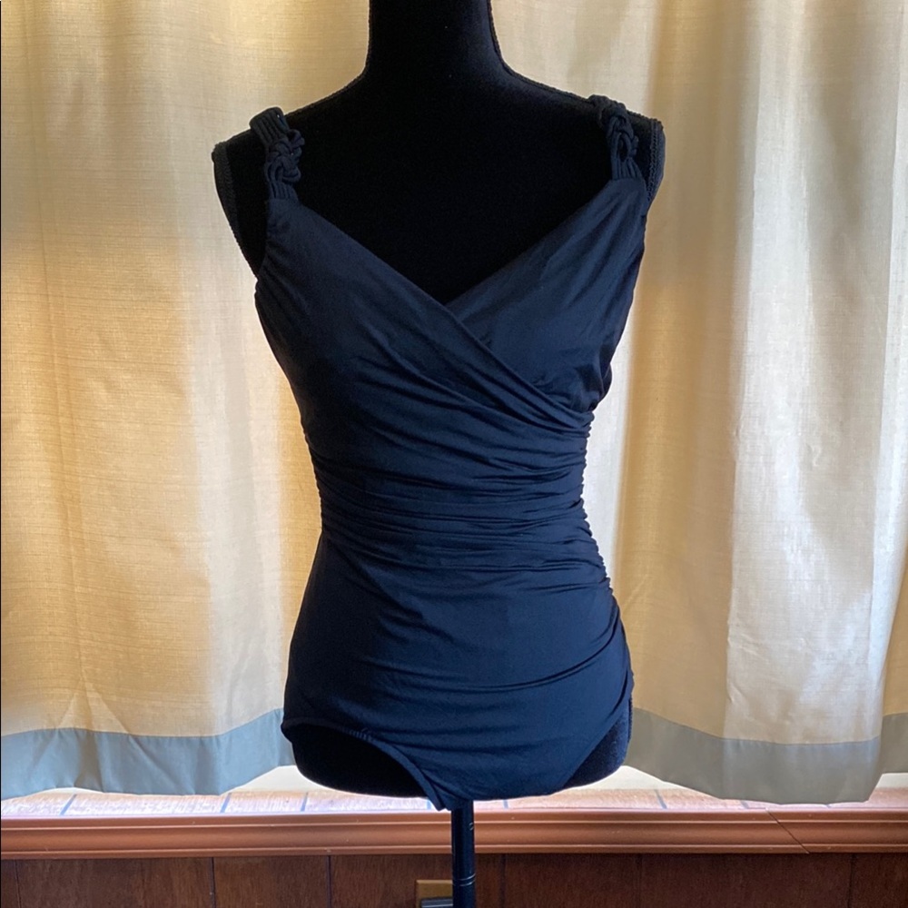 Elegant Black Ruched Swimsuit